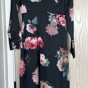 Zara Black Floral Long Sleeve Dress